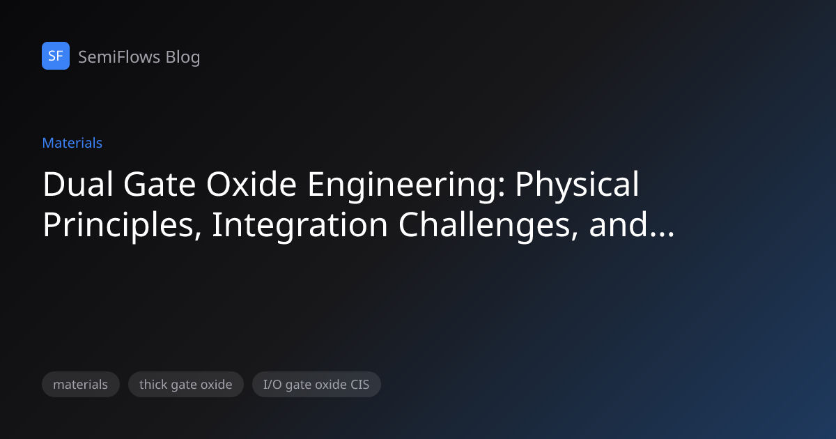 Dual Gate Oxide Engineering: Physical Principles, Integration ...