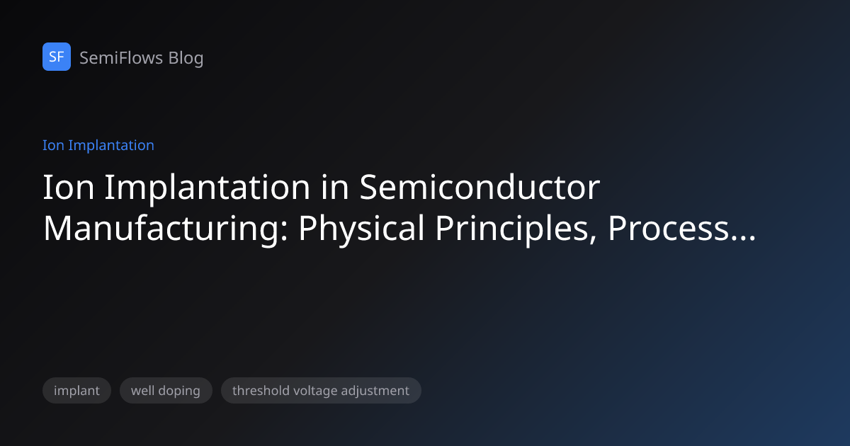Ion Implantation in Semiconductor Manufacturing: Physical Principles ...