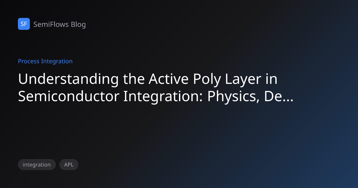 Understanding the Active Poly Layer in Semiconductor Integration ...