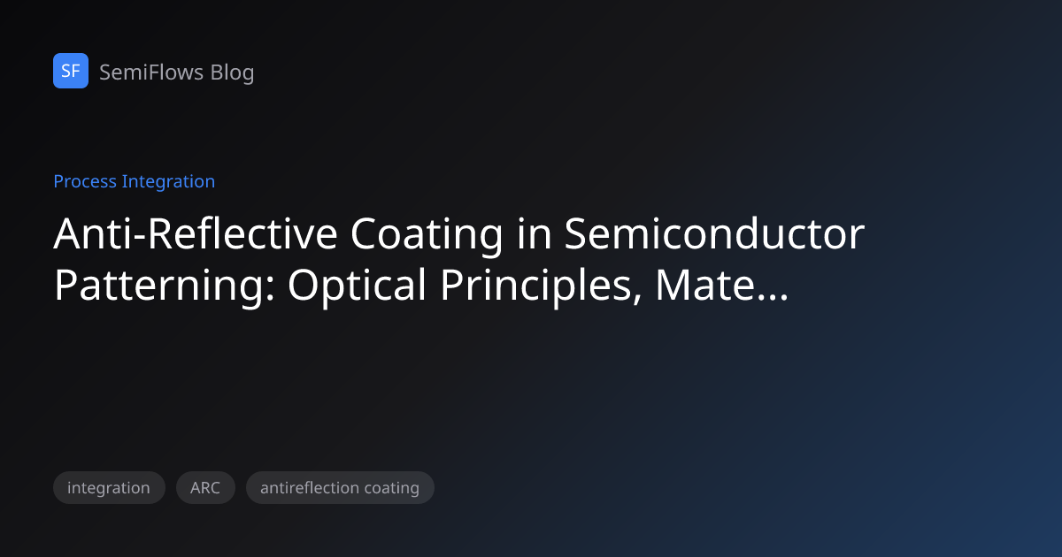 Anti-Reflective Coating in Semiconductor Patterning: Optical Principles ...