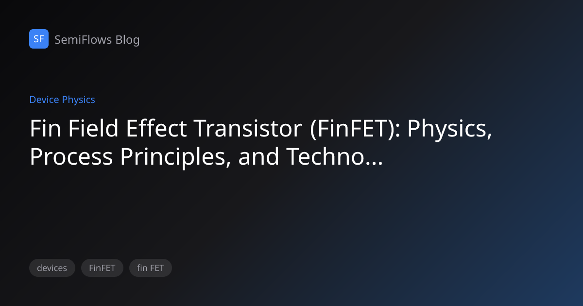 Fin Field Effect Transistor (FinFET): Physics, Process Principles, and ...