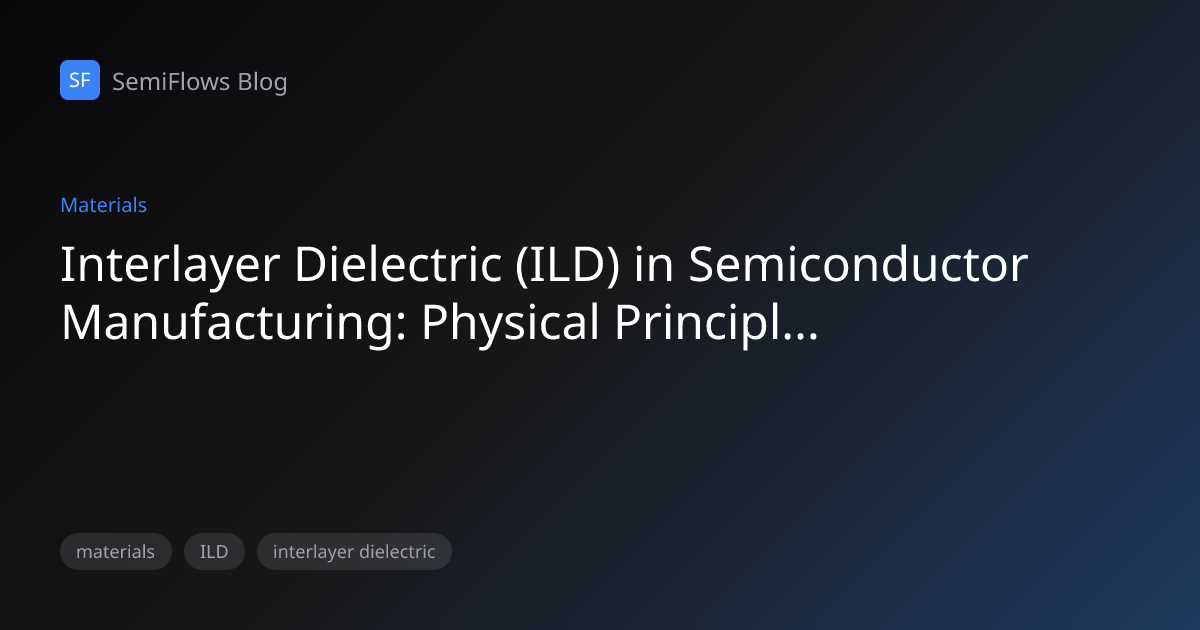 Interlayer Dielectric (ILD) in Semiconductor Manufacturing: Physical ...