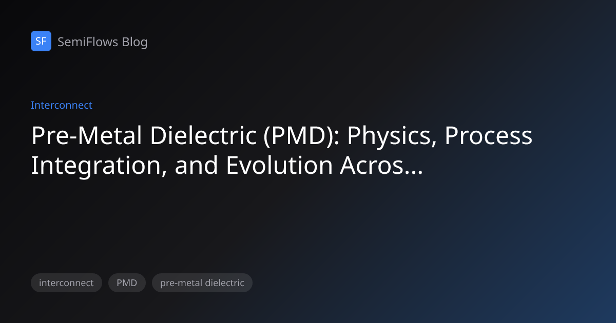 Pre-Metal Dielectric (PMD): Physics, Process Integration, and Evolution ...