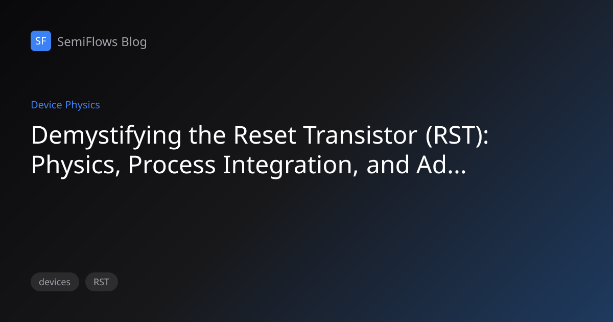 Demystifying the Reset Transistor (RST): Physics, Process Integration ...