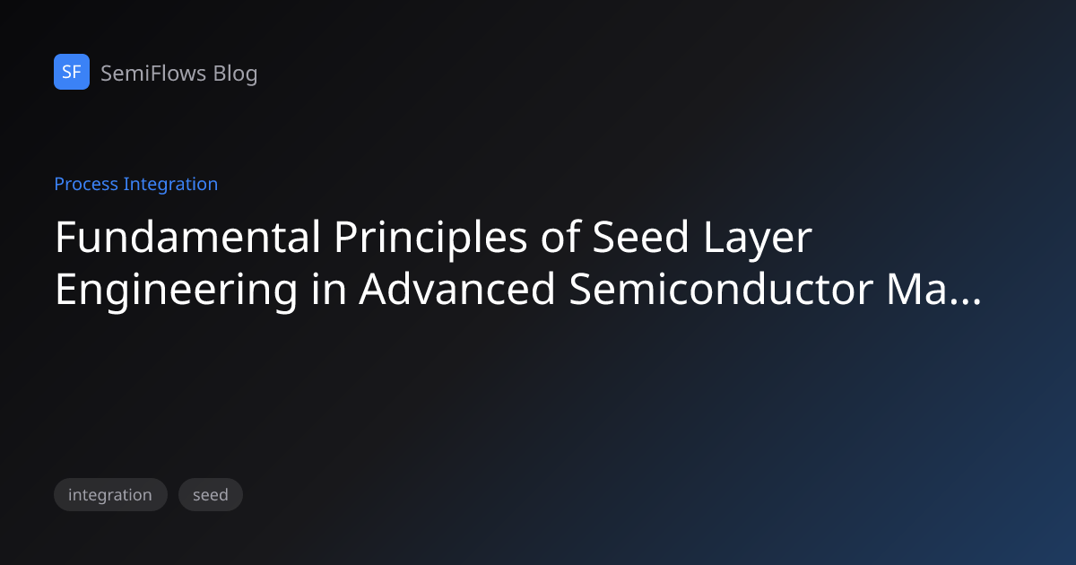 Fundamental Principles of Seed Layer Engineering in Advanced ...