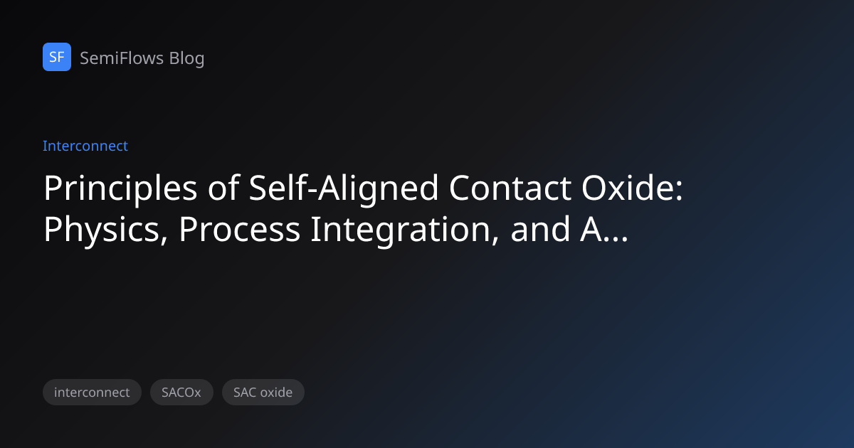 Principles of Self-Aligned Contact Oxide: Physics, Process Integration ...