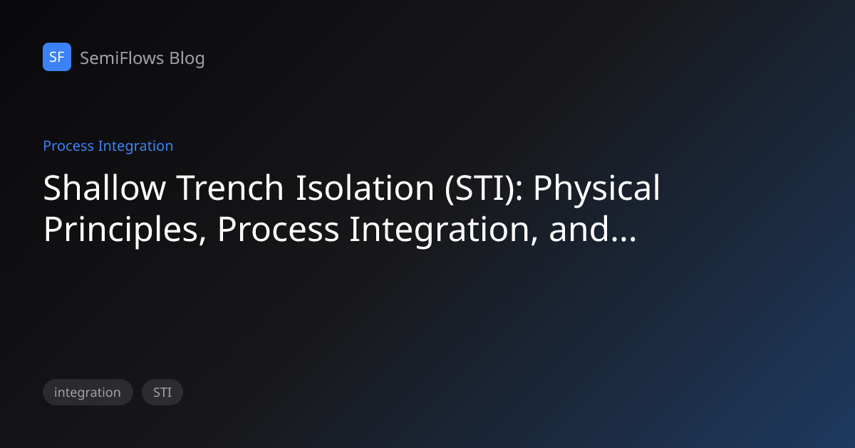 Shallow Trench Isolation (STI): Physical Principles, Process ...